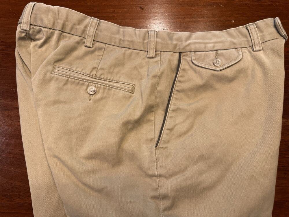 Polo Ralph Lauren Chino Khakis Pants Leather Trim Pockets 36 X 32 Classic Preppy